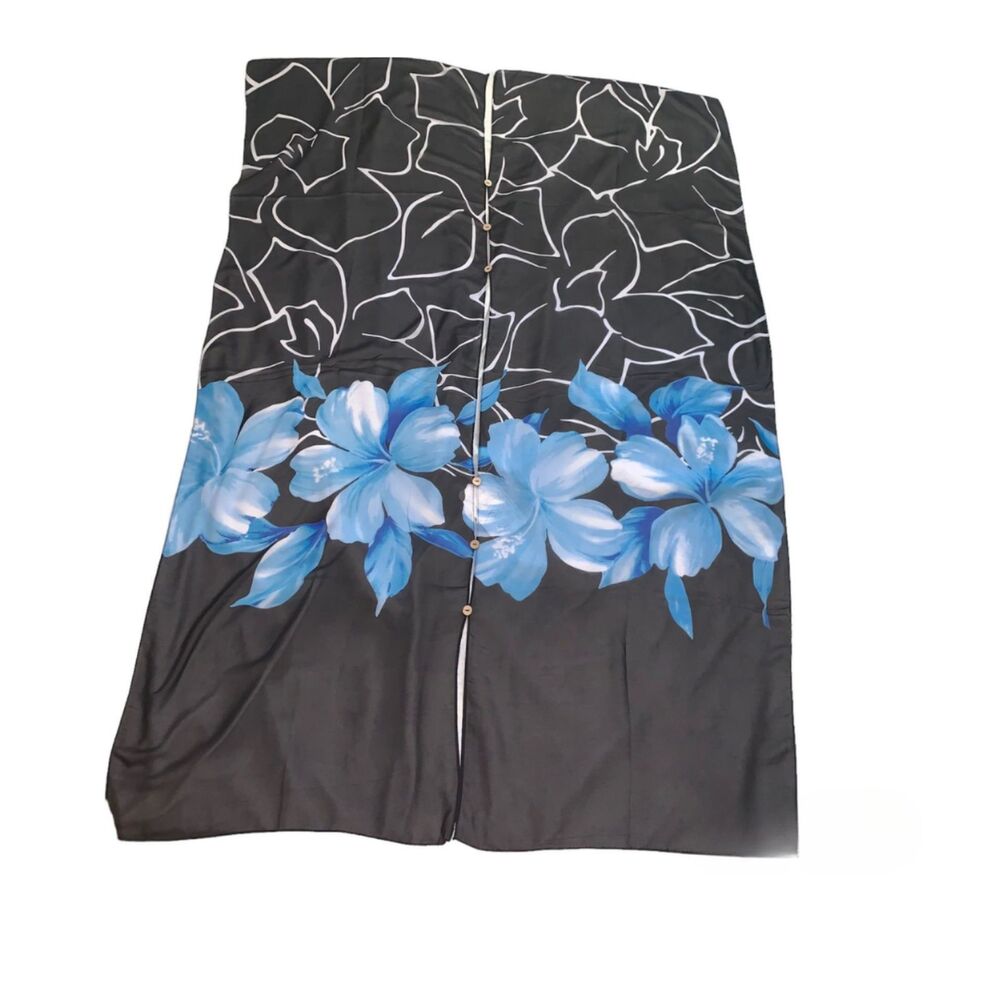 Hawaii Blue Floral 4-Way Cover Up Kaftan Beach Top Scarf Wrap Skirt OS - Picture 9 of 11